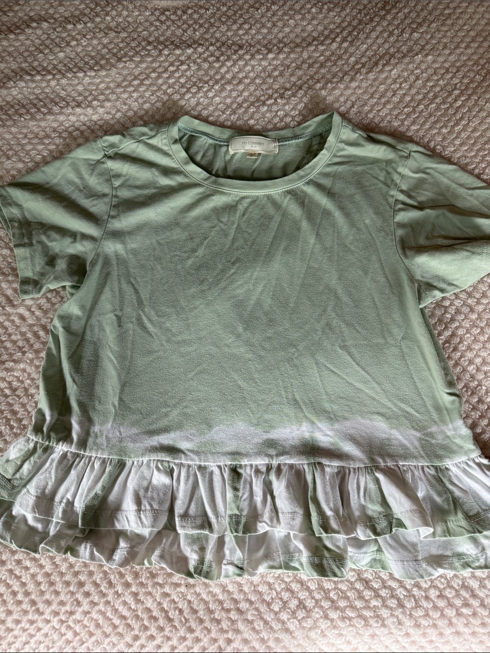 MED Sage Green Ruffle-Hem Short Sleeve Tee